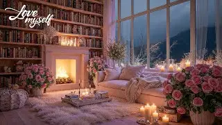 Peaceful Winter Night ❄️ Background Instrumental to Relax, Study, Work, Fireplace Ambience