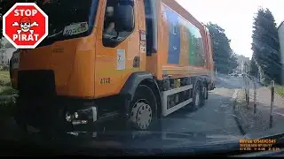 Zderzenie ze śmieciarką jadącą środkiem drogi. STOP PIRAT