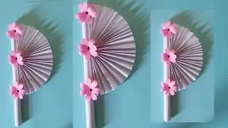 How to make handfan with paper || Easy  handmade fan craft with paper #video112