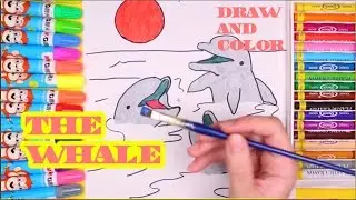 Drawing and Colouring The Whale In The Sea by Water Colors  Learning Colors and DrawFor Kids
