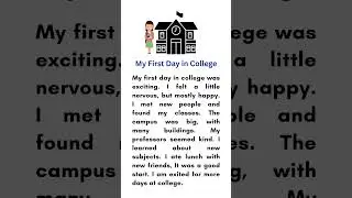 My First Day in College |  Listening practice for beginners  #english #essay #story