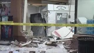 Would-be bandits leave behind a big mess, ATM they were attempting to steal after ramming a 7Eleven