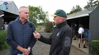Cc with Trent Mason after parading his two colts in the NZB Standardbred sale.