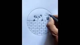 Circle drawing 👩&zwj;🎨🖌️ with Panda 🐼 #shorts