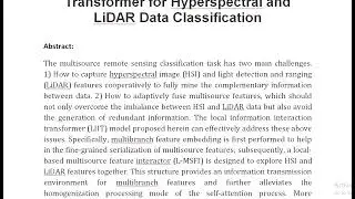 Local Information Interaction Transformer for Hyperspectral and LiDAR Data Classification