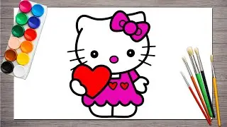 Easy Hello Kitty Drawing with Heart 💖 | Step by Step Art Tutorial for Kids