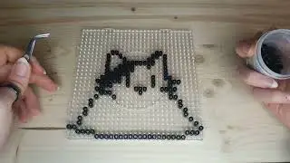 Cat In The Snow ASMR Ironing Bead Picture with Crackling Sounds #asmr 