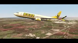 Boeing 737 original BUZZ airline livery, Krakow, Poland from Bari airport. Taxiing and takeoff. B38M