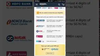 Amazon Debit Card EMI Options #HDFC #ICICI #KOTAK #AXIS #SBI #DebitCardEMI #2019