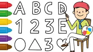 Shapes Drawing with Learn ABC Alphabets | A for Apple, B for Ball | Easy Drawing & Coloring for Kids
