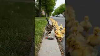 Kitten Helps Injured Bird as Ducklings Cheer Heartwarming Rescue Moment #cute #animals #rescue