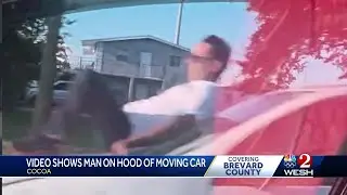 Man jumps on hood of girlfriend's car; she drives away and crashes on Florida road