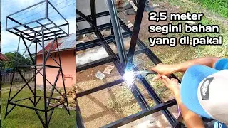 proses pembuatan tower tandon dari besi siku 4x4