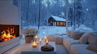 🎹 White Lounge Snow Piano | Fireplace Warmth | Relax, Study, Unwind, Meditate 5 Hours Healing Sound!
