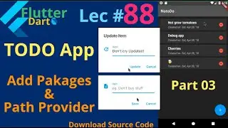 flutter todo app Add Package SQFlite and path provider || Lec # 88 || part