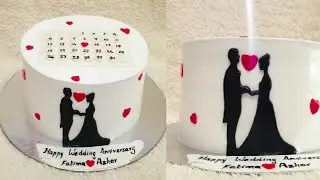 Wedding Anniversary Cake Decorating Idea / Bride Groom  Cutter / Calendar Fondant Topper