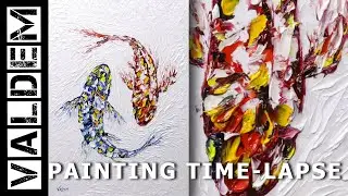 Palette Knife Oil Painting | Two carps