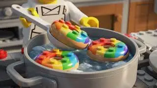 LEGO Breakfast 🌈 The BEST Rainbow Bagels & Cream Cheese Recipe | Worth the Hype ASMR