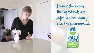 Safer Choice Labeled Products in Action Cleaning the Kitchen Counter