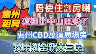 惠州租房 晤使住劏房喇 這裡比中山旺多了 惠州CBD萬達廣場旁 牧馬湖全新大三房