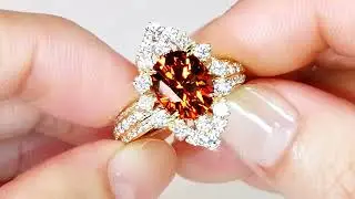 Neon Mandarin Garnet Ring  at 4.16 carats by Kat Florence KF07619