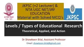 Levels / Types of Educational  Research (Theoretical, Applied, and Action) #jkpsc Lecturer education