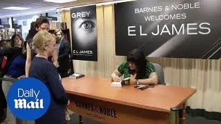 Excited fans queue to meet EL James at Grey book signing - Daily Mail