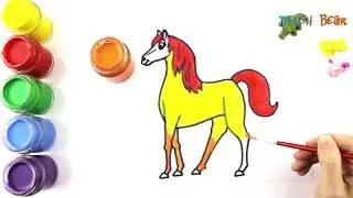 Cute Horse Coloring for Kids   Fun Coloring Book   Drawing for Kids   Plush Bear