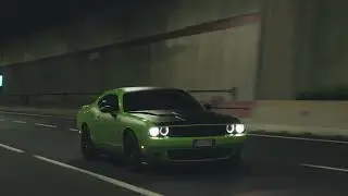 Lime Green Dodge Challenger RT | Night Run | 4K