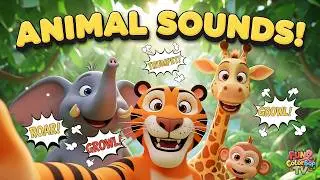 Jungle Animal Sounds Song! 🐘🦁 Roar Trumpet Growl Hiss!  Kids Sing & Dance Along