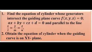 Equation of cylinder whose generators intersect the guiding plane curve and parallel to the line