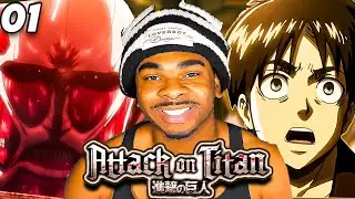 MY FIRST ANIME!!!! FIRST TIME REACTING TO ATTACK ON TITAN EP1