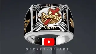 Knights Templar Ring Masonic Silver 925 Freemason jewelry Gold-Plated Size 8-13