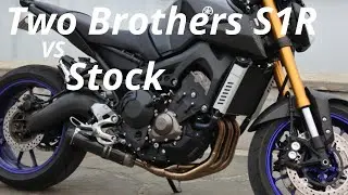 2014 FZ-09 Two Brothers S1R vs stock exhaust sound comparison