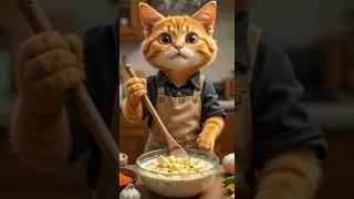 Heartwarming Cat Cooking Scene: Paneer Perfection at Every Step #cat #funny #shortsfeed #shortsai