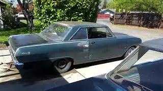 1965 Nova burnout with the 194 straight 6 and a 5 speed manual