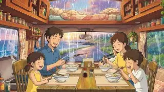 A Rainy Day in Our Mobile Home: A Heartwarming Journey With Family | Ghibli-Style Video