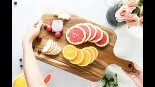 Acacia Wood Cutting Board Large Charcuterie Board Serving Tray w/ Handle | Billfworld.com