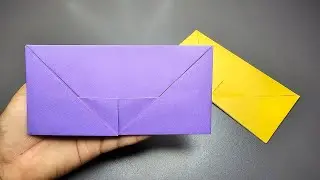 Make a rectangle origami envelope using purple paper | fold paper envelope origami | envelope