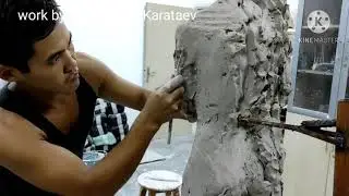 Sculpting. clay sculpture molding process