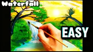 How to Paint a Beautiful Waterfall - EASY Step by Step Tutorial! 🎨