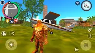 Rope Hero Vice Town | Mutant New Jet Airplane Fight Army Camp | Stone Giant Man Climb On Army Base