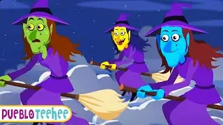Tres Peque&ntilde;as Brujas de Colores | Canciones de Halloween para ni&ntilde;os | Pueblo Teehee