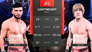 Arman Tsarukyan vs Paddy Pimblett FULL FIGHT | UFC 5 AI Simulation Gameplay (CPU vs CPU)