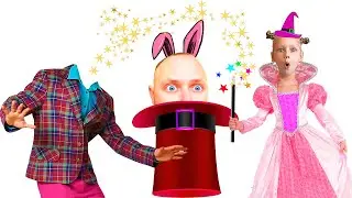 Shows magic tricks with dad and turns toys into Pets | Pretend play for kids