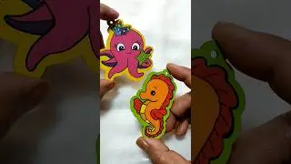 Wooden Octopus and Seahorse keychain Painting #painting #handmade #shorts #art #diy #pikscreations