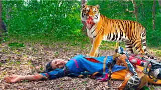 Tiger attacks in the jungle | Tiger attack Girl in the Forest