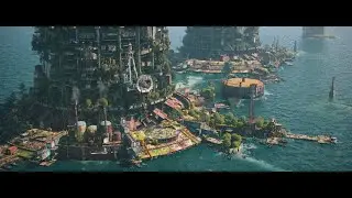 Обзор Concept Art проекта: City on the water. Post-apocalypse. 3DSMax.