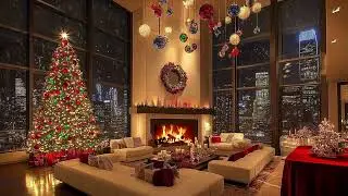 🌙❄️ Quiet Christmas Jazz Apartment | Soft Jazz Snowy Night for 3 Hours | Sleep Stress Relief Study
