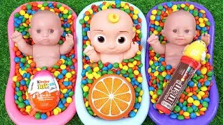 Full of 3 Rainbow BathTubs Candy with M&M's & Magic Slime Cutting Video
